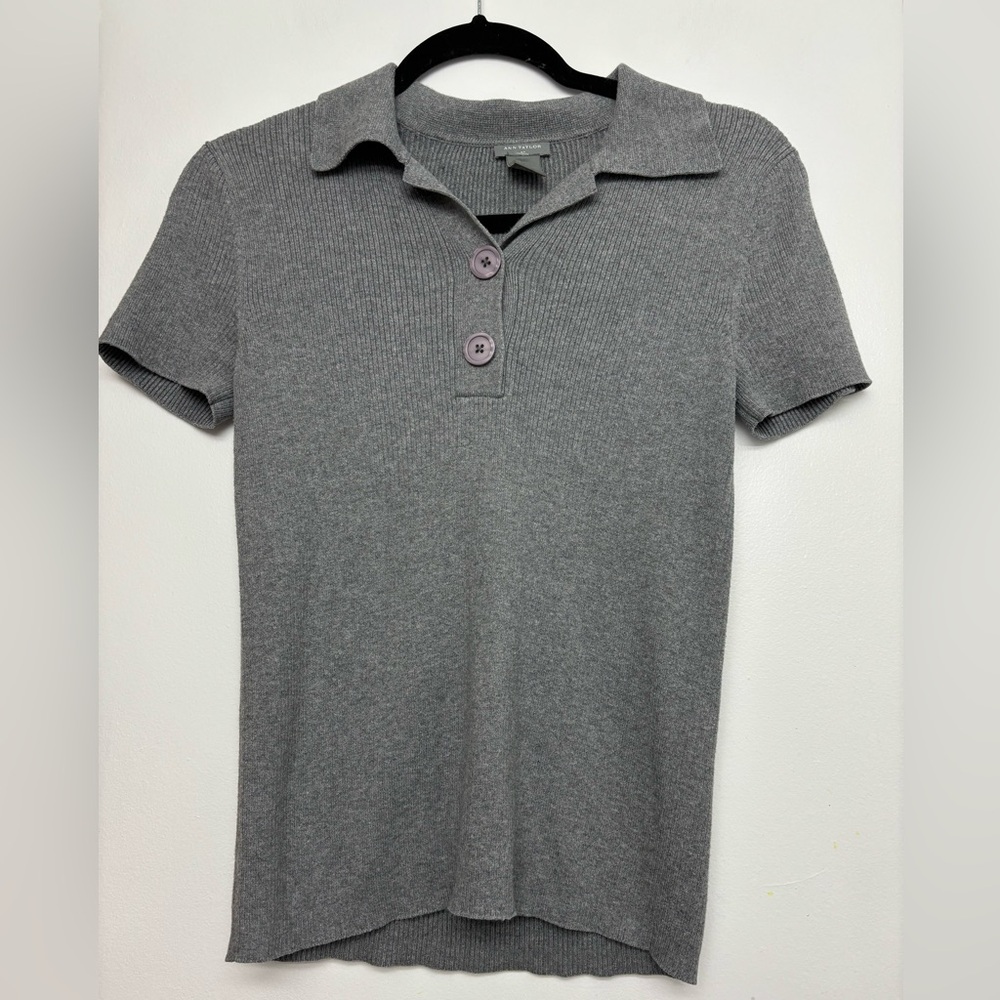 Ann Taylor Ribbed Polo Sweater